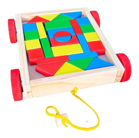Carro De Arrastre Con Bloques - Juego Didáctico Infantil 0 Carro De Arrastre Con Bloques - Juego Didáctico Infantil 0