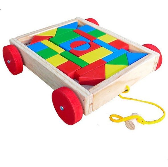 Carro De Arrastre Con Bloques - Juego Didáctico Infantil 1 Carro De Arrastre Con Bloques - Juego Didáctico Infantil 1
