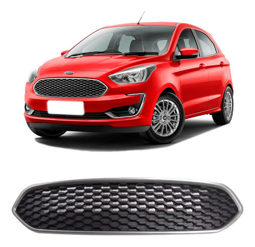 Grade Radiador Ford Ka 2019 2020 2021 Colmeia C Friso Cinza 0