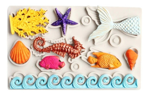 Molde Silicona De Mar Completo Todo Para Repostería 0
