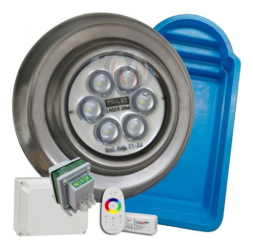 Kit Completo 2 Luces Led 20w Rgb Para Pileta De Fibra 0