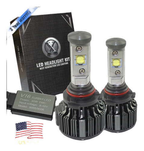 2 × Led Linterna Kit 9006 Hb4 7600lm 60w 6000k Blanco Coche 1