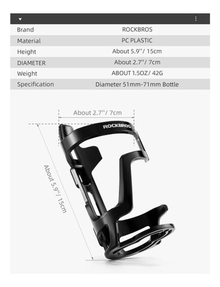 Soporte Para Botella Para Bicicleta Negro De  Policarbonato 1