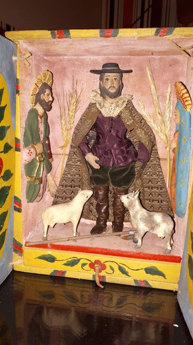 Retablo Muy Antiguo En Madera Estilo Colonial. Impecable 0