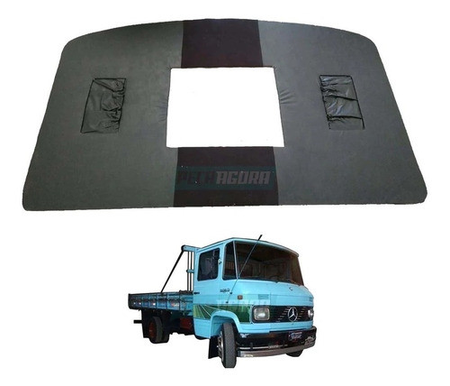 Forro Teto Caminhao Mb 608 708 Com Bolsa Preto - Pvc Veludo 0