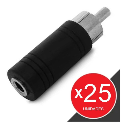 Adaptador Plug Rca Macho Mono / 3.5 Hembra Mono Plástic X25 1