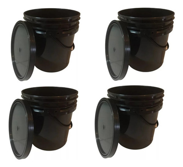 Pack X4 Balde Para Hidroponia Con Tapa Hermetica 10 Litros 0
