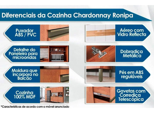 Kit De Cozinha Completa 2 Peças Chardonnay  (1 Armário + 1 1