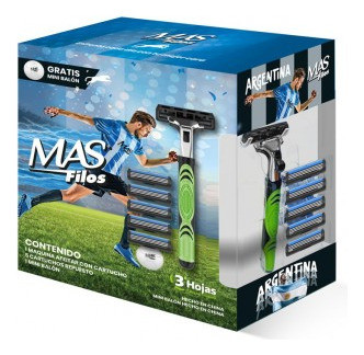 Maquina De Afeitar + 6 Repuestos Con Mini Pelota Negra 1