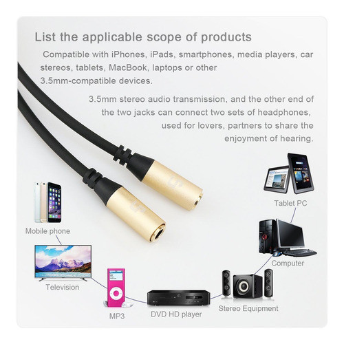 3.5 Mm Stereo Mic Audio Divisor Y Cable Adaptador Para Auric 1