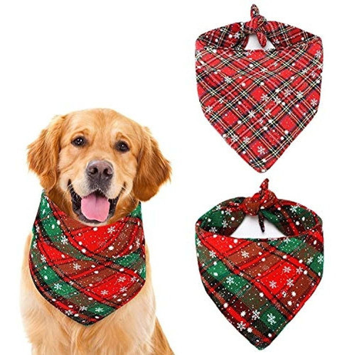 Qkurt 2 Pcs Bandana De Perro A Cuadros De Navidad, Navidad C 0