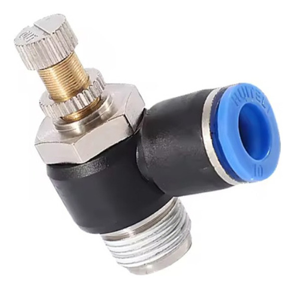 Regulador De Caudal Neumático Codo 90° 8mm X 1/8 Rosca 1