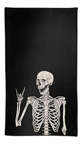 Toallas De Mano Suaves De Rock And Roll Skeleton Skull Boho 0