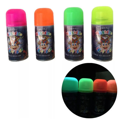Pinta Pelo Flúo Pintura Para Cabello X 4 Colores Cotillón 0