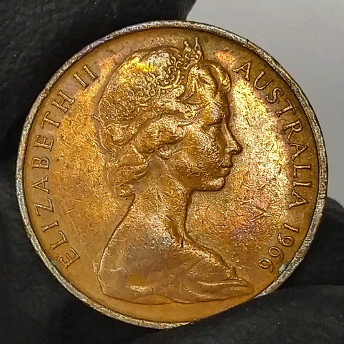Australia 2 Cent 1966 Antigua Moneda Colección 1