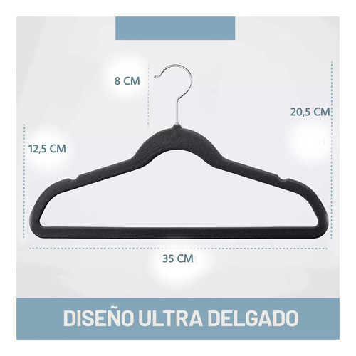 Perchas Terciopelo Kids Negras X 100 Unidades 1