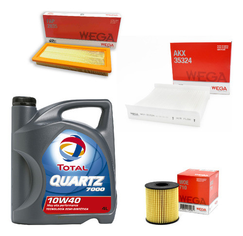 Kit 3 Filtros + 4l Aceite Total 10w40 Fiat Qubo Wega 0
