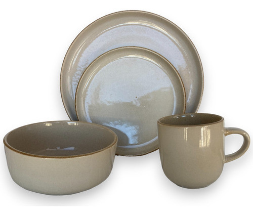 Juego De Vajilla 16 Piezas Beige Fume - Vajilla Ceramica 1