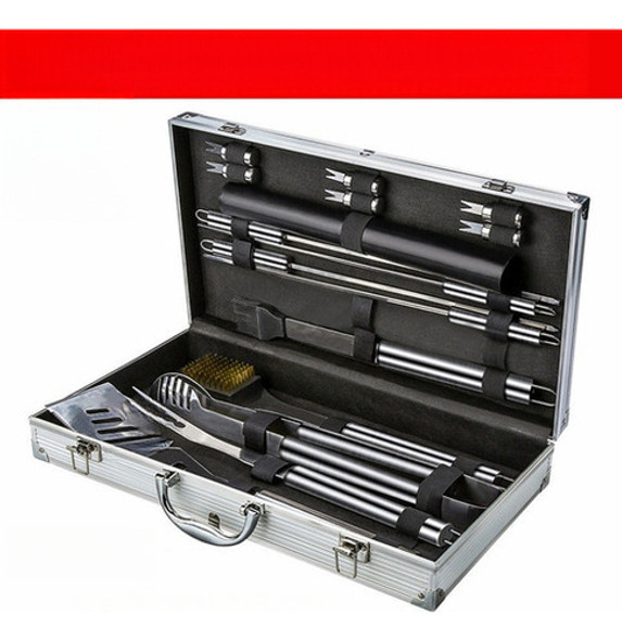 Utensilios De Acero Inoxidable De Barbacoa Bbq Grill 18pcs + 1
