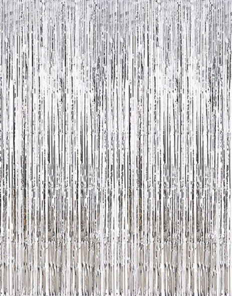 Cortinas Con Flecos I-chony, Plateado Brillante, Metalizado, 0