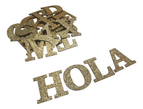 Letras Abecedario Madera Glitter Deco Manualidades Niños 0
