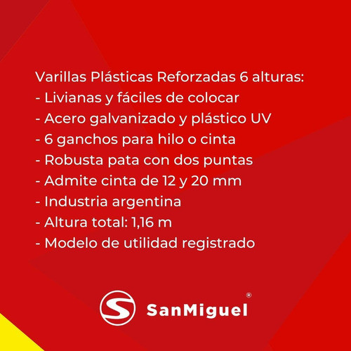 20 Varillas Plástica Amarilla San Miguel Para Hilo O Cinta 1