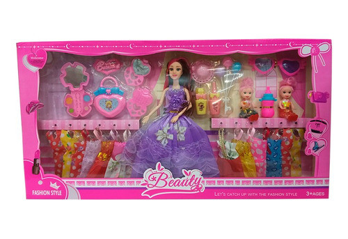 Set Muñeca Articulada 12 Vestidos + 2 Niñas - Uniwork 0