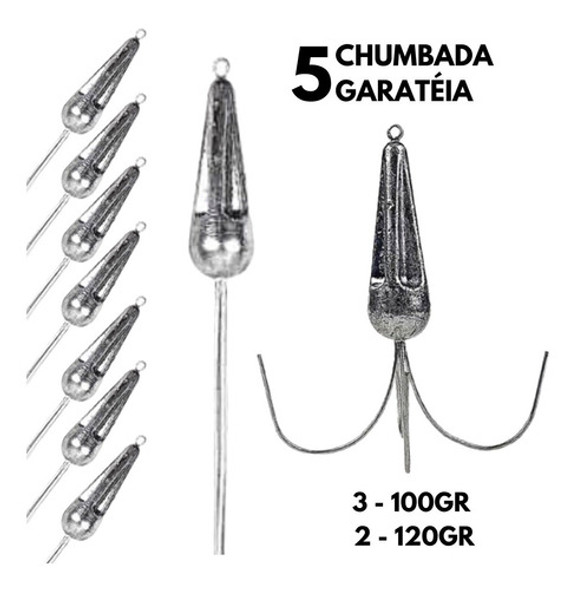 Kit 5 Chumbada Garateia Para Pesca De Praia 100gr / 120gr 1