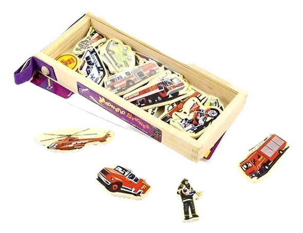 Timy Imanes Madera 23 Magnético Bomberos Vehículo Conjunto N 0