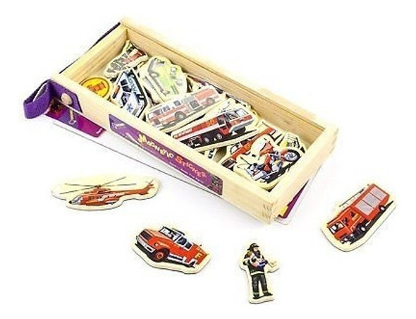 Timy Imanes Madera 23 Magnético Bomberos Vehículo Conjunto N 1