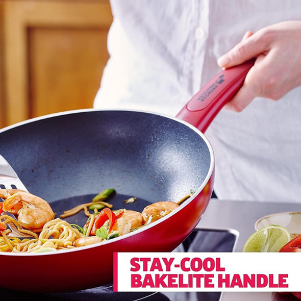 Kitchen Stories Searsmart Antiadherente Wok 28 Cm, Rojo, 1