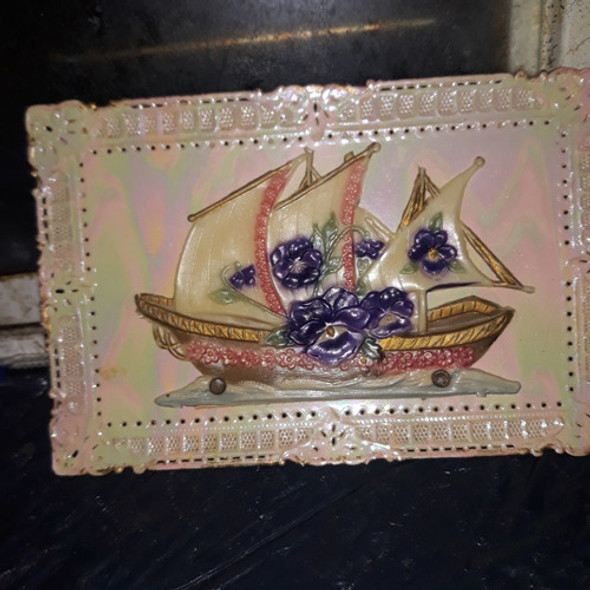 Tarjeta Antiguas Bordadas Y Pintadas A Mano 1