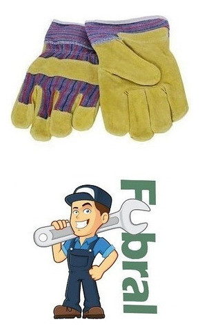 Guante Trabajo De Cuero Y Tela Reforzado Por Docena Fubral 0