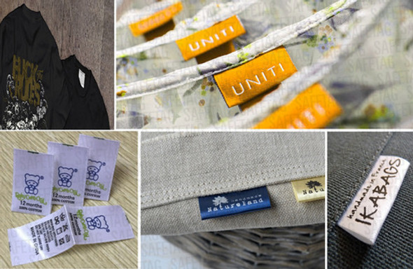 100 Etiquetas Tela Ropa Coser Fasco Saten Raso Gross Grifas 1