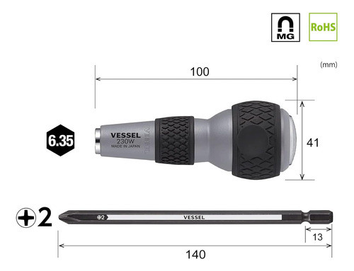 Empunadura De Bola Vessel (destornillador Tang-thru Reemp... 1