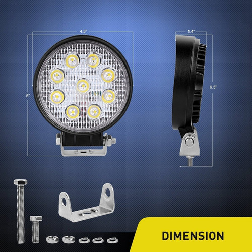 Par De Faros Auxiliares 9 Led 3400lm 27w Auto Camioneta 4x4 1
