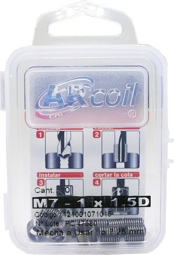Insertos Para Roscas 7x1 1.5d Arcoil M7 10 Unidades 0