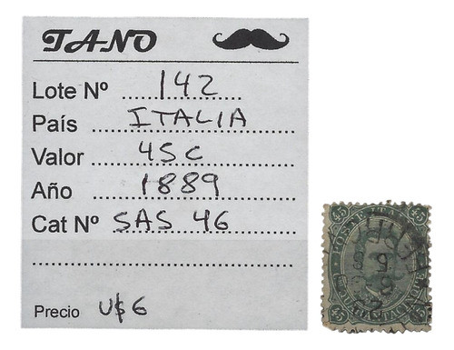 Lote142 Italia 45 Centesimi Año 1889 Sassone#46 Usado 0
