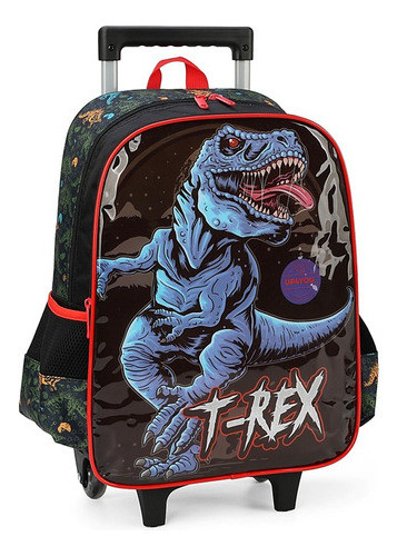 Mochila Escolar Rodinha Dinossauro  Up4you Azul 0