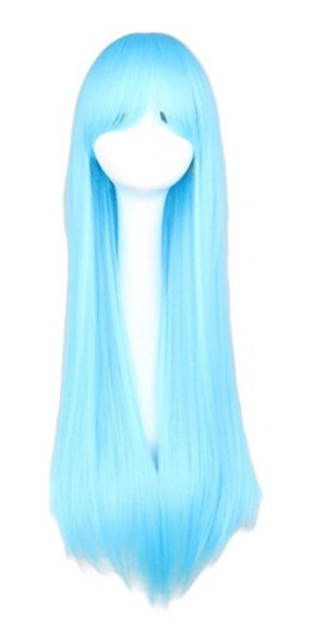 Peluca Lacia Celeste Simil Natural Cosplay Drag Oncológica 0