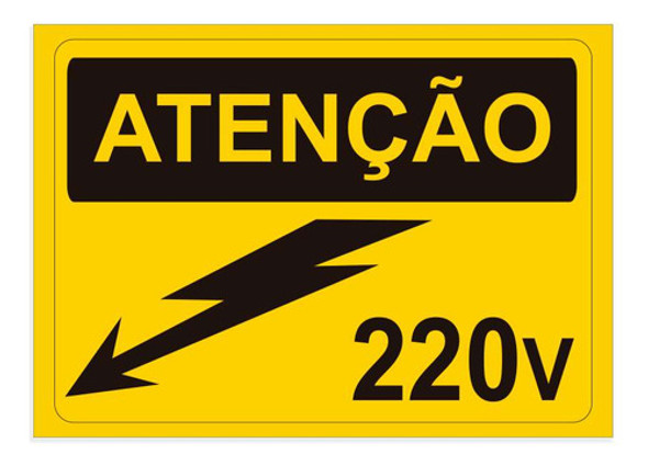 Placa De Sinalização Atenção 220 Volts Em Pvc 0