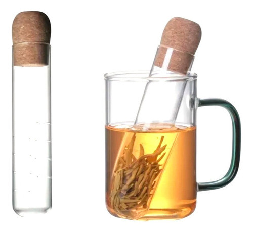 Infusor De Té En Hebras Vidrio Corcho Taza Tetera Difusor Te 0