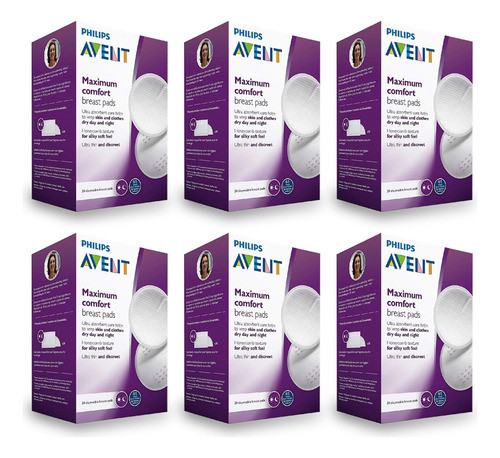 Kit Absorvente Descartável Para Seios Philips Avent 6 Cx 0