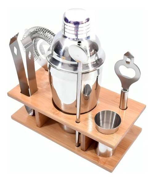 Set Kit Bartender Barman Coctelera Tragos Bebidas Acero Inox 0