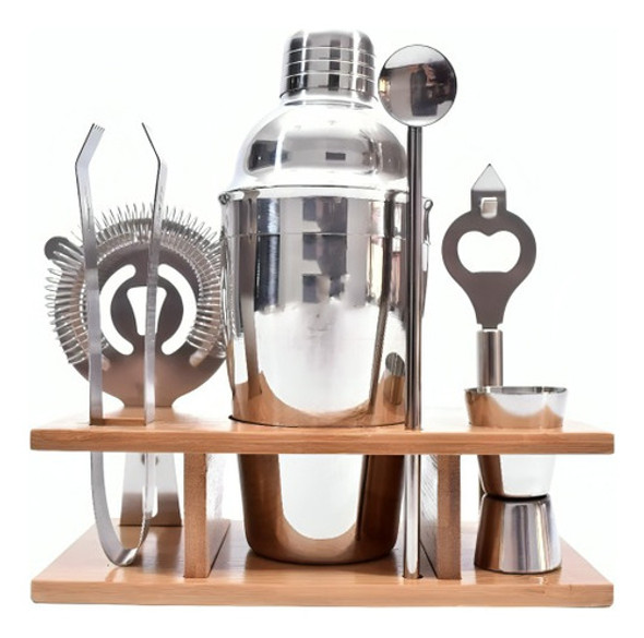 Set Kit Bartender Barman Coctelera Tragos Bebidas Acero Inox 1