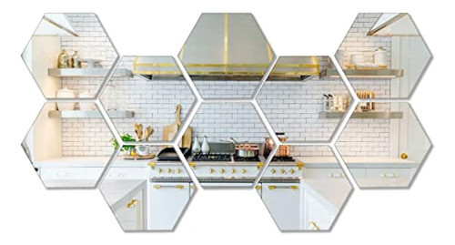 Kemmandi 10 Piezas Hexagonal Espejo De Pared Espejo De Vidri 0
