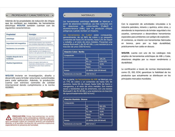 Espatula Antichispa 40 X 200 Wolfer Cu-be 1 Espatula Antichispa 40 X 200 Wolfer Cu-be 1