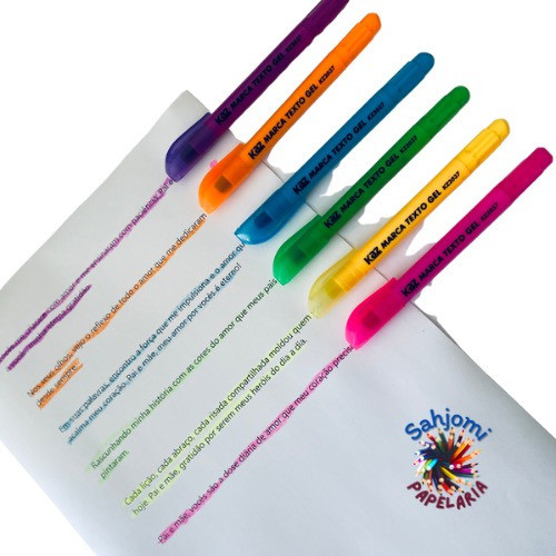 Marca Texto Em Gel Neon C/6cores - Kaz 0
