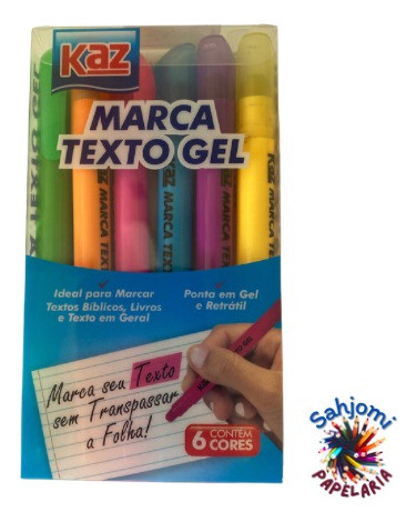 Marca Texto Em Gel Neon C/6cores - Kaz 1