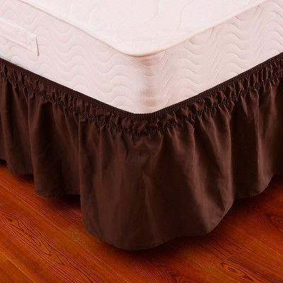 Twin\full Café Tamaño Cama Elástica Envoltura Volantes Falda 1